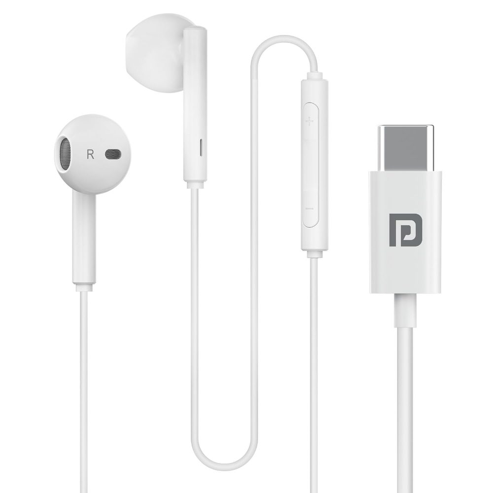 Conch Theta C in Ear Type C Wired Earphones with in Line HD Mic, Powerful Audio, 14.2mm Driver, Unique Earbuds Design, TPE Anti Tangle Wire, in line Controls, Wide Compatibility(White)